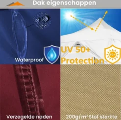 Tente De Réception Easy Up - Tente De Fête - Pavillon - Tente De Fête Pliable - Tente De Fête 3x3 - Chariot Inclus - Imperméable - Antirouille - Protection UV 50+ - 14,7 Kg - Aluminium - Champagne - 300 X 300 Cm -Jardin Meubles Magasin 1200x1195 4