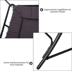 Outsunny Swing Transat Avec Toit Hollywood Swing Transat Pour L'extérieur Pour 2 Personnes Gris Acier 84A-072GY -Jardin Meubles Magasin 1200x1196 1