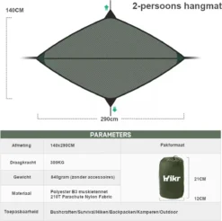 Hamac Hikr - 2 Personnes - Nylon Premium 210T - Bushcraft - Moustiquaire & Moustiquaire - Hamac De Voyage 300KG - Survie - Plein Air - Randonnée - Moustiquaire - Léger -Jardin Meubles Magasin 1200x1196