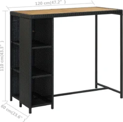 La Dolce Vita - Table De Jardin 5 Pièces Avec Chaises - Meuble Bar - Meuble Bar - Meuble D'angle Bar - Table Haute Avec Tabourets - Ensemble Bistro Avec Table Et Chaises Avec Coussins Poly Rotin Noir -Jardin Meubles Magasin 1200x1197 16