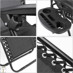 Happyment Chaises De Plage Pliables 2 Pièces - Chaises De Jardin Avec Table - Transat - 0° à 160° Réglable - Zwart -Jardin Meubles Magasin 1200x1197 6