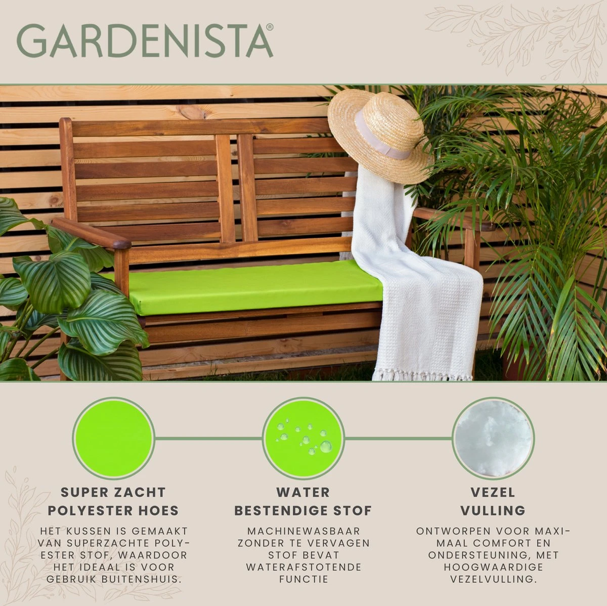 Gardenista Banc De Jardin Coussin De Terrasse Mobilier De Canapé D'extérieur Coussin De Canapé 2 Places Matériau Résistant à Water Confortable Durable Et Léger, Lime 6 Gardenista Banc De Jardin Coussin De Terrasse Mobilier De Canapé D'extérieur Coussin De Canapé 2 Places Matériau Résistant à Water Confortable Durable Et Léger, Lime – Image 6