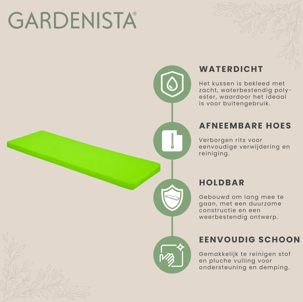 Gardenista Banc De Jardin Coussin De Terrasse Mobilier De Canapé D'extérieur Coussin De Canapé 2 Places Matériau Résistant à Water Confortable Durable Et Léger, Lime 7 Gardenista Banc De Jardin Coussin De Terrasse Mobilier De Canapé D'extérieur Coussin De Canapé 2 Places Matériau Résistant à Water Confortable Durable Et Léger, Lime – Image 7