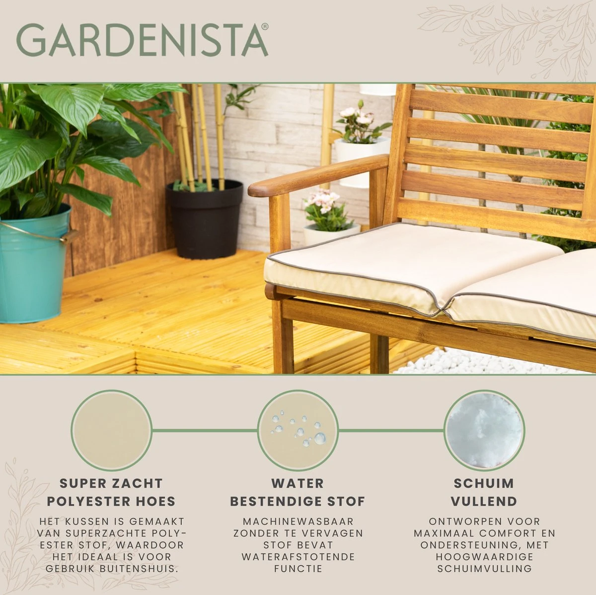 Gardenista Coussin De Banc 3 Places Coussin Résistant à Water Pour Manger En Plein Air 143 Cm X 52 Cm X 5 Cm Pliable Pour Un Rangement Facile Ultra Comfy Et Durable 3 Gardenista Coussin De Banc 3 Places Coussin Résistant à Water Pour Manger En Plein Air 143 Cm X 52 Cm X 5 Cm Pliable Pour Un Rangement Facile Ultra Comfy Et Durable – Image 3