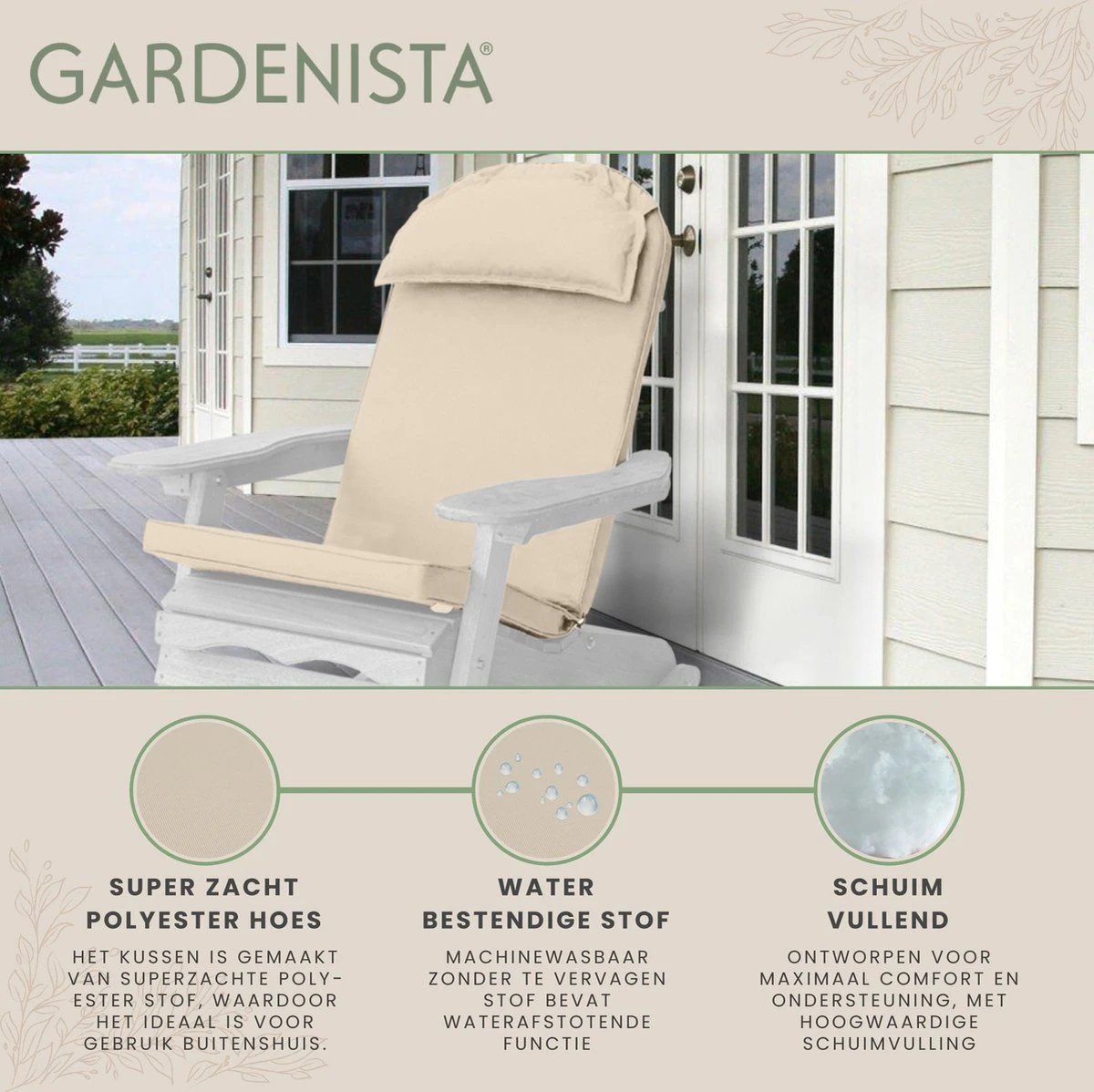 Premium Jardin Coussin De Chaise Longue Adirondack De Qualité Supérieure Matériau Résistant à L'eau Rembourrage En Mousse Hypoallergénique Coussin De Siège D' Plein Air Confortable Et Durable 7 Premium Jardin Coussin De Chaise Longue Adirondack De Qualité Supérieure Matériau Résistant à L'eau Rembourrage En Mousse Hypoallergénique Coussin De Siège D' Plein Air Confortable Et Durable – Image 7