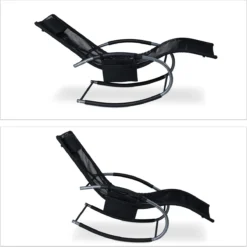 Chaise Longue Balançoire Relaxdays - Chaise Longue Noire Avec Kussen - Fauteuil Relax - Transat Ergonomique -Jardin Meubles Magasin 1200x1198 6