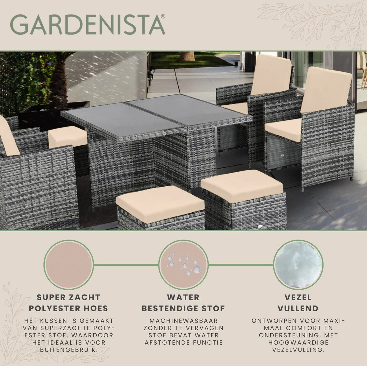 Gardenista Set De Coussins De Siège D'extérieur Pour Meubles En Rotin Coussins De Meubles D'extérieur Résistants à L'eau Rembourrage De Chaise De Meubles De Patio Léger Et Durable 12 Pièces 5 Gardenista Set De Coussins De Siège D'extérieur Pour Meubles En Rotin Coussins De Meubles D'extérieur Résistants à L'eau Rembourrage De Chaise De Meubles De Patio Léger Et Durable 12 Pièces – Image 5