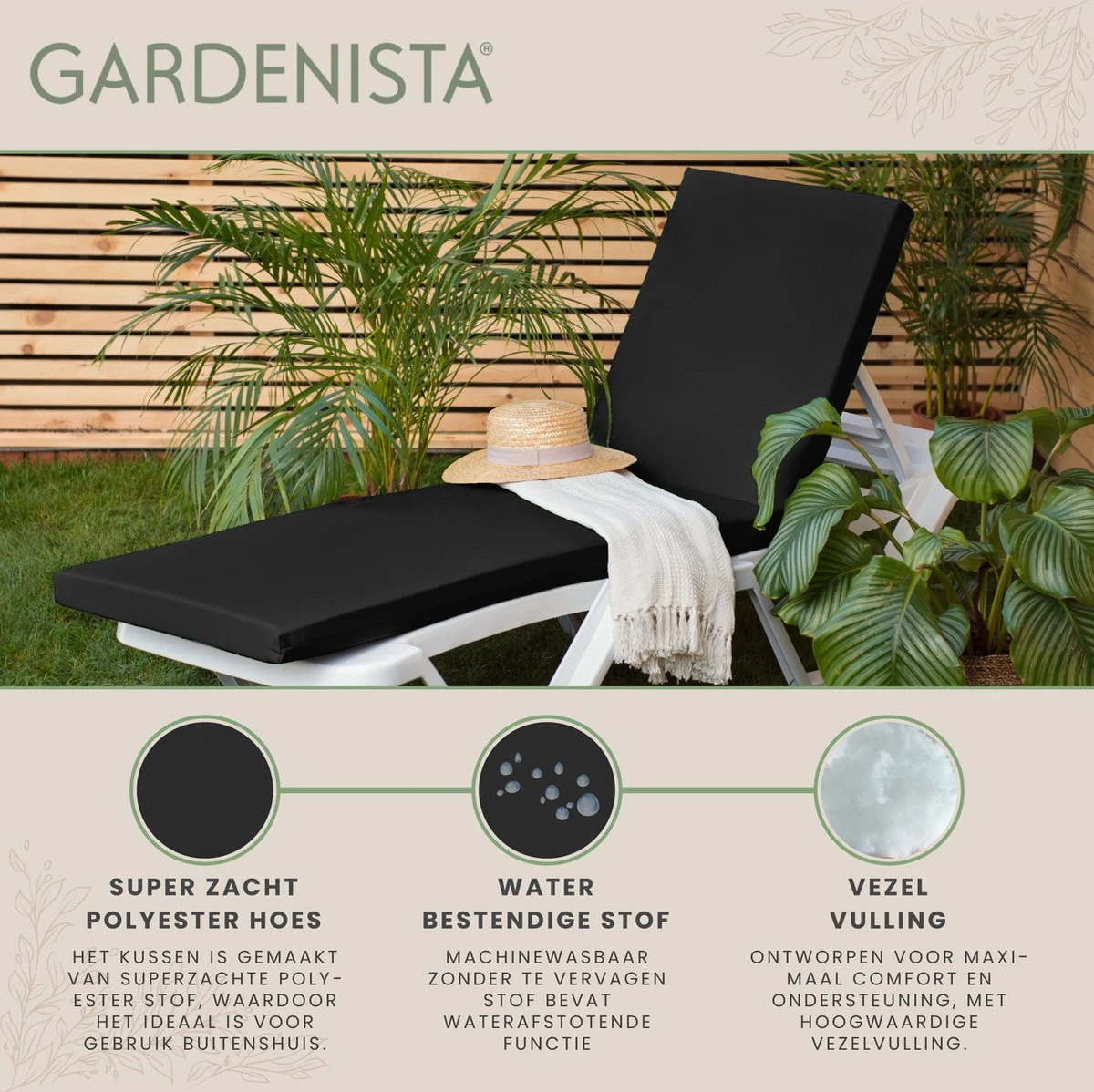 Gardenista Lounger Meubilair Coussin Pad Résistant à Water Et Respirant Tissu Facile à Nettoyer Pour L'extérieur Moderne Et Elegance Jardins Doux Et Comfy 5 Gardenista Lounger Meubilair Coussin Pad Résistant à Water Et Respirant Tissu Facile à Nettoyer Pour L'extérieur Moderne Et Elegance Jardins Doux Et Comfy – Image 5