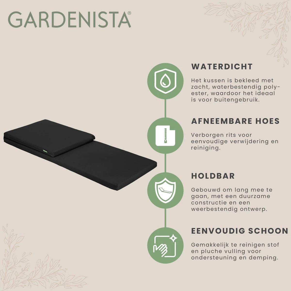 Gardenista Lounger Meubilair Coussin Pad Résistant à Water Et Respirant Tissu Facile à Nettoyer Pour L'extérieur Moderne Et Elegance Jardins Doux Et Comfy 7 Gardenista Lounger Meubilair Coussin Pad Résistant à Water Et Respirant Tissu Facile à Nettoyer Pour L'extérieur Moderne Et Elegance Jardins Doux Et Comfy – Image 7