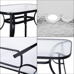 Table De Jardin Springos | Table D'extérieur | Table à Manger D'extérieur | Métal | Verre Trempé | 120 X 70 X 73 Cm | Noir -Jardin Meubles Magasin 1200x1199 6