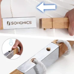 SONGMICS Hamac Pour 2 Personnes, Rembourré, Avec Tiges De Bambou Pliées Séparables, Avec Kussen, Tissu Oxford, 200 X 140 Cm, Charge Jusqu'à 225 Kg, Blanc Crème-beige GDC34BE -Jardin Meubles Magasin 1200x1200 100