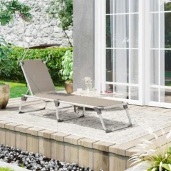 IN.HOMEXL Chaises De Jardin Pliables Lenna - Chaises De Jardin Chaises Longues - Avec Toit Ouvrant - Dossier Réglable - Métal - 150 Kg Chargeable - Taupe -Jardin Meubles Magasin 1200x1200 1001