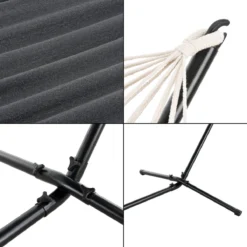 Hamac Avec Cadre Robuste Ensemble Toile Et Support Capacité De Charge 120 Kg Pour Intérieur Extérieur Acier Coton Polyester 200 X 100 Cm Noir Gris Foncé [en.casa] -Jardin Meubles Magasin 1200x1200 104