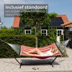 Hamac Avec Support 2 Personnes / 200kg, 190 * 140, Kussen Amovible, Résistant Aux Intempéries Résistant Aux UV (rouge / Jaune) VITA5 -Jardin Meubles Magasin 1200x1200 105