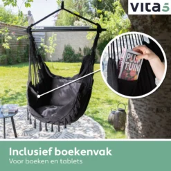 Chaise Suspendue Vita5 Egg - Intérieur Et Extérieur - Chaise Cocoon - Avec Support - Jusqu'à 150 Kg - Pliable - Incl. Coussin & Housse De Protection – Zwart -Jardin Meubles Magasin 1200x1200 1062