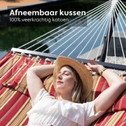 Hamac Avec Support 2 Personnes / 200kg, 190 * 140, Kussen Amovible, Résistant Aux Intempéries Résistant Aux UV (rouge / Jaune) VITA5 -Jardin Meubles Magasin 1200x1200 108