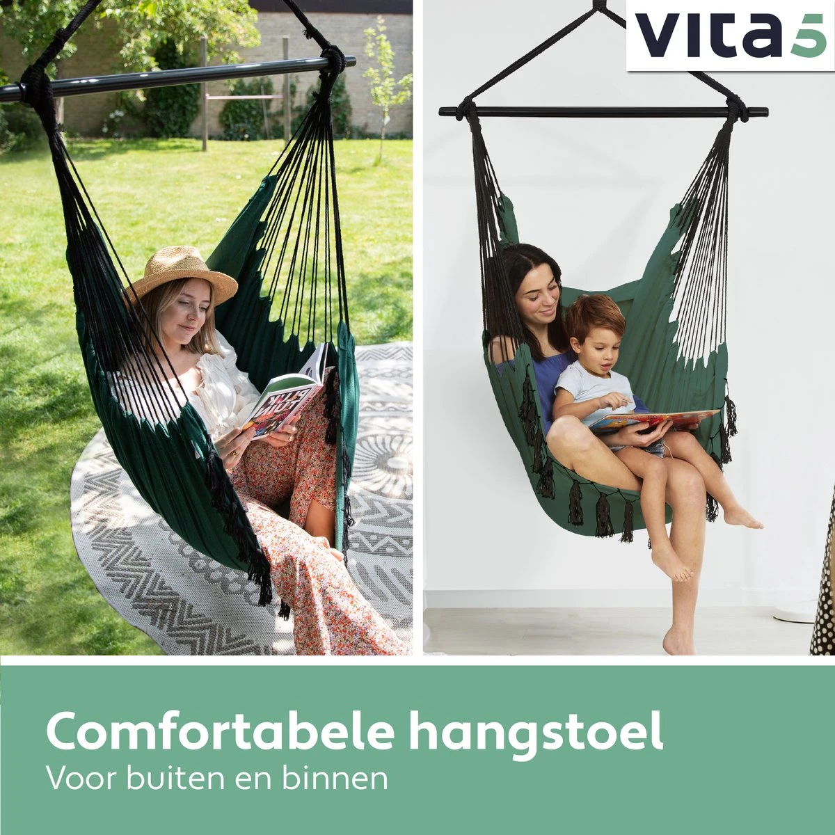 Chaise Suspendue Pour Intérieur Et Extérieur. Avec 2 Coussins, Porte-gobelet Et Bibliothèque - Chaise Suspendue XXL (également Pour Enfants). Chargable Jusqu'à 150 Kg (vert Foncé) 5 Chaise Suspendue Pour Intérieur Et Extérieur. Avec 2 Coussins, Porte-gobelet Et Bibliothèque - Chaise Suspendue XXL (également Pour Enfants). Chargable Jusqu'à 150 Kg (vert Foncé) – Image 5