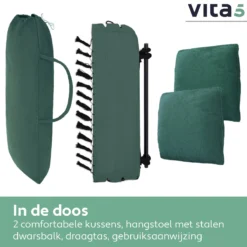 Chaise Suspendue Pour Intérieur Et Extérieur. Avec 2 Coussins, Porte-gobelet Et Bibliothèque - Chaise Suspendue XXL (également Pour Enfants). Chargable Jusqu'à 150 Kg (vert Foncé) 15 Chaise Suspendue Pour Intérieur Et Extérieur. Avec 2 Coussins, Porte-gobelet Et Bibliothèque - Chaise Suspendue XXL (également Pour Enfants). Chargable Jusqu'à 150 Kg (vert Foncé) -Jardin Meubles Magasin 1200x1200 1089