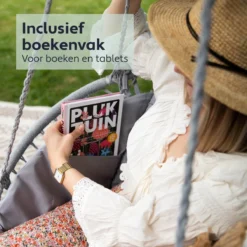 Chaise Suspendue Pour Intérieur Et Extérieur. Avec Oreiller, Porte-gobelet, Compartiment Livre Et Housse De Protection Chaise Suspendue Macramé Basket Pour Adultes Et Enfants. Peut Supporter Jusqu'à 125 Kg. VITA5 (Grijs) -Jardin Meubles Magasin 1200x1200 1106