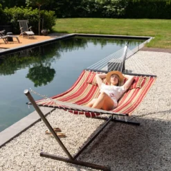 Hamac Avec Support 2 Personnes / 200kg, 190 * 140, Kussen Amovible, Résistant Aux Intempéries Résistant Aux UV (rouge / Jaune) VITA5 -Jardin Meubles Magasin 1200x1200 111