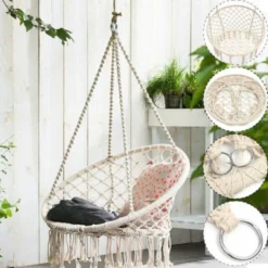 Chaise Suspendue Boho - Chaise Suspendue Tressée - Chaise Relax - Swing - Chaise à Bascule Crème - Chaise Suspendue Intérieure - Chaise Suspendue Extérieure -Jardin Meubles Magasin 1200x1200 1127