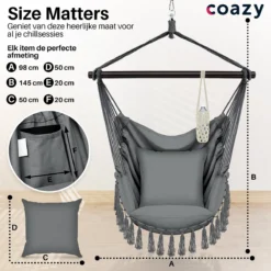 Coazy | Fauteuil Suspendu Pour Intérieur Et Extérieur - Cocoon - Fauteuil Oeuf - Fauteuil Oeuf Suspendu - Macramé - Chargeable 150kg -Jardin Meubles Magasin 1200x1200 1164