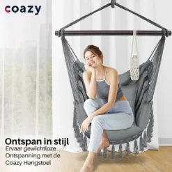 Coazy | Fauteuil Suspendu Pour Intérieur Et Extérieur - Cocoon - Fauteuil Oeuf - Fauteuil Oeuf Suspendu - Macramé - Chargeable 150kg -Jardin Meubles Magasin 1200x1200 1166