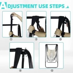 CCLIFE Chaise Hamac Suspendue Avec Cadre Et 3 Coussins Chaise Suspendue Suspendue Jusqu'à 100 Kg Chaise Suspendue De Jardin Intérieur Et Extérieur Beige 85x103x153cm -Jardin Meubles Magasin 1200x1200 1175