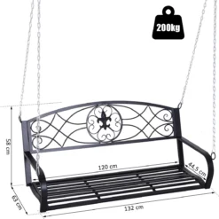 Balançoire Suspendue Outsunny Banc Suspendu Balançoire De Jardin Balançoire Hollywood Avec Chaînes En Métal 84A-098 -Jardin Meubles Magasin 1200x1200 1178