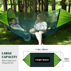 Hamac Avec Moustiquaire, Hamac Outdoor 2 En 1 Pour 2 Personnes, Hamac En Nylon De Parachute Portable Ultra-léger Avec Capacité De Poids De 200 Kg Pour Camping En Outdoor - Vert -Jardin Meubles Magasin 1200x1200 120