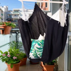 Fauteuil Suspendu Relaxdays - 1 Personne - Balançoire Suspendue - 150 Kg - Intérieur & Extérieur - Coton - Noir -Jardin Meubles Magasin 1200x1200 1202