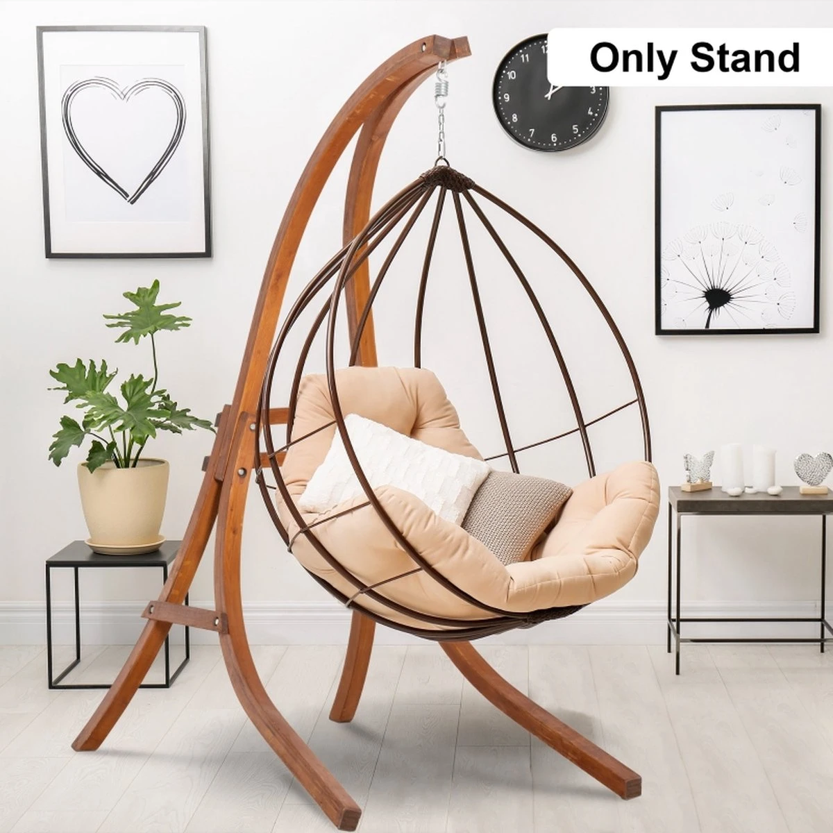 Support Pour Fauteuil Suspendu Pour Intérieur Et Extérieur - Fauteuil Suspendu Standard Extérieur - Chaises De Jardin De Jardin - Bois De Mélèze - 127L X 162T X 211H Cm 4 Support Pour Fauteuil Suspendu Pour Intérieur Et Extérieur - Fauteuil Suspendu Standard Extérieur - Chaises De Jardin De Jardin - Bois De Mélèze - 127L X 162T X 211H Cm – Image 4