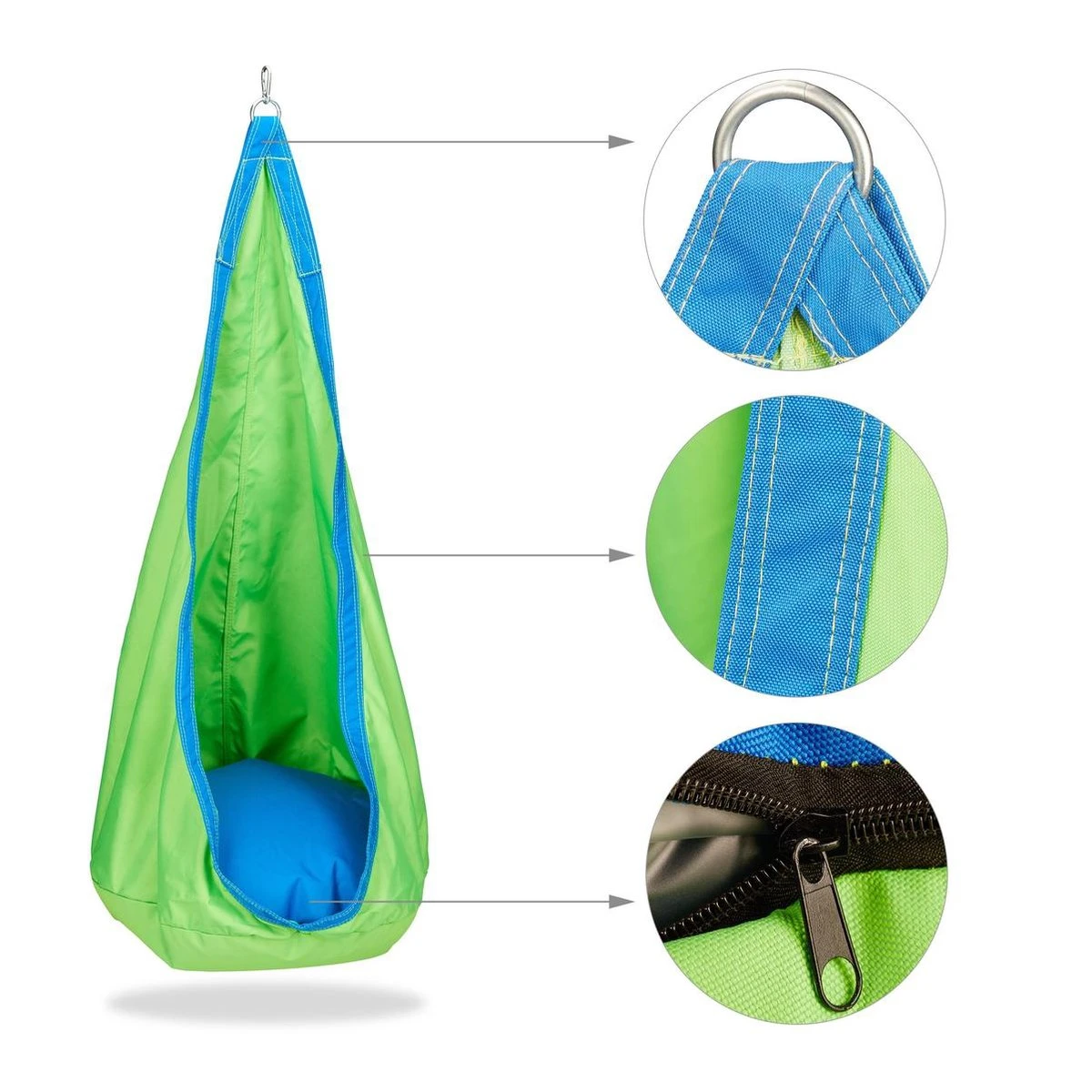 Fauteuil Suspendu Enfant Relaxdays - Fauteuil Suspendu Enfant - Extérieur - Nid De Pie - 70 Kg - Jardin Enfant Bleu / Vert 8 Fauteuil Suspendu Enfant Relaxdays - Fauteuil Suspendu Enfant - Extérieur - Nid De Pie - 70 Kg - Jardin Enfant Bleu / Vert – Image 8