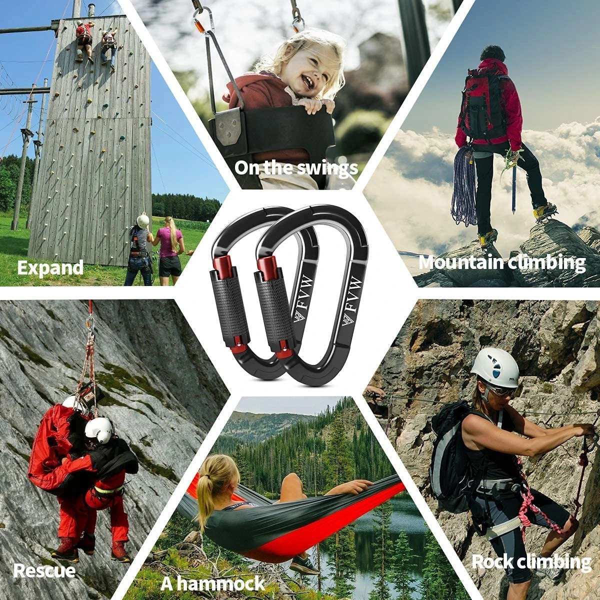Matériel D'escalade D'escalade De Mousqueton, Clips De Mousqueton D'escalade à Verrouillage Automatique Certifiés UIAA 25KN Pour Hamacs, Balançoires, Laisses De Chien Verrouillables 3 Matériel D'escalade D'escalade De Mousqueton, Clips De Mousqueton D'escalade à Verrouillage Automatique Certifiés UIAA 25KN Pour Hamacs, Balançoires, Laisses De Chien Verrouillables – Image 3