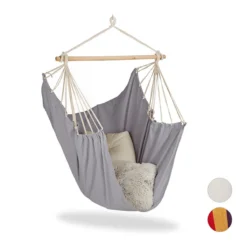 Fauteuil Suspendu Relaxdays - Moderne - Coton - 150 Kg - Chaise Hamac - Intérieur Et Extérieur Jaune / Vert / Bleu / Rouge -Jardin Meubles Magasin 1200x1200 1231