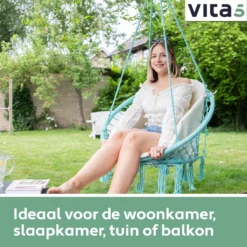 Chaise Suspendue Pour Intérieur Et Extérieur. Avec Oreiller, Porte-gobelet, Compartiment Livre Et Housse De Protection Chaise Suspendue Macramé Basket Pour Adultes Et Enfants. Peut Supporter Jusqu'à 125 Kg. VITA5 (turquoise) -Jardin Meubles Magasin 1200x1200 1244