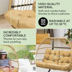 Blumfeldt Biarritz Chaise Suspendue Double Pour Intérieur Et Extérieur - Coussins Inclus - Chaise De Jardin Pour Deux Personnes - Support Inclus - Pliable - Aluminium Et Polyester - Beige 10 Blumfeldt Biarritz Chaise Suspendue Double Pour Intérieur Et Extérieur - Coussins Inclus - Chaise De Jardin Pour Deux Personnes - Support Inclus - Pliable - Aluminium Et Polyester - Beige -Jardin Meubles Magasin 1200x1200 1251