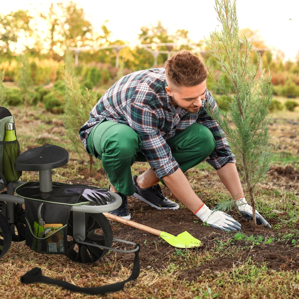 Tabouret De Jardin Relaxdays Sur Roulettes - Tabouret De Travail Réglable En Hauteur - Tabouret Mobile - Garage 4 Tabouret De Jardin Relaxdays Sur Roulettes - Tabouret De Travail Réglable En Hauteur - Tabouret Mobile - Garage – Image 4