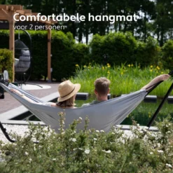 Hamac Avec Support 2 Personnes / 205 Kg - Longueur Du Cadre Réglable 290-330 Cm - Tapis De Surface 241 * 160 Cm - Avec Sac De Transport (Grijs) -Jardin Meubles Magasin 1200x1200 129