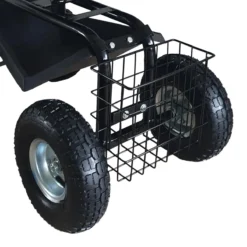 AXI AG22 Siège De Jardin Sur Roues En Noir - Tabouret Pour Jardinier Avec Bac De Rangement - Chariot Pour Le Jardinage En Métal Avec Charge Max. 150 Kg -Jardin Meubles Magasin 1200x1200 1290