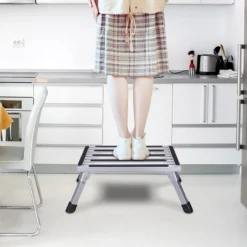 HDM 47 X 30 X 23 Cm Aluminium 1 Niveau Capacité De Charge 150 Kg Pour Cuisine, Salle De Bain, Camping Et Plus Tabouret Pliant Avec Tapis Antidérapant -Jardin Meubles Magasin 1200x1200 1296