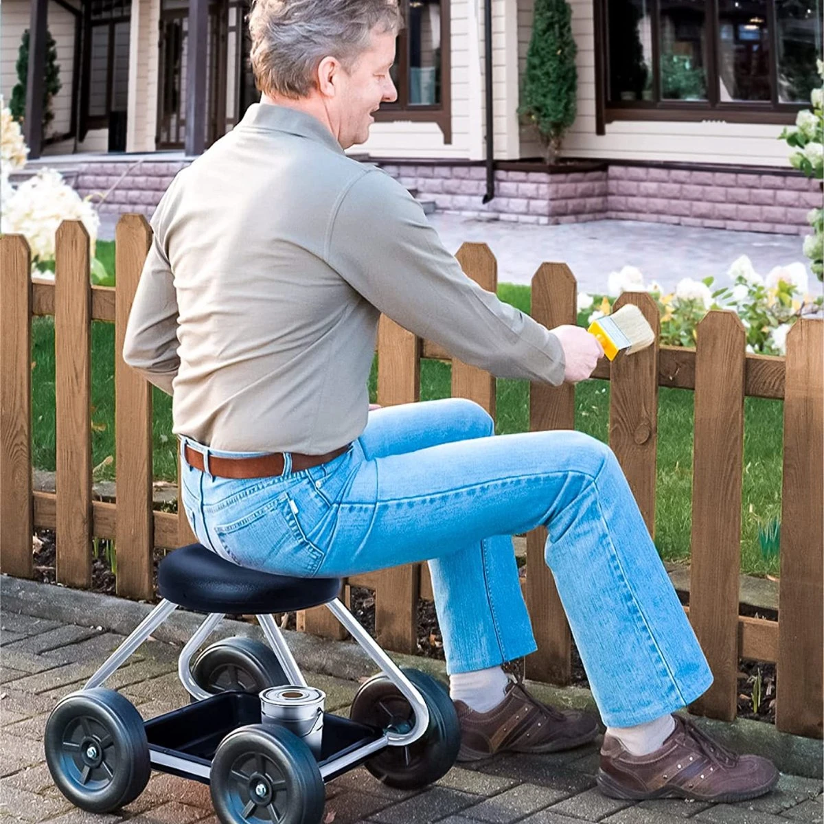 Onirique - Chaise De Jardin Sur Roues - Tabouret De Jardin Sur Roues - Tabouret - Tabouret De Jardin - Chaise De Jardin - Jardinage 5 Onirique - Chaise De Jardin Sur Roues - Tabouret De Jardin Sur Roues - Tabouret - Tabouret De Jardin - Chaise De Jardin - Jardinage – Image 5