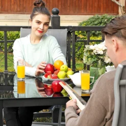 Chaises De Jardin Set De 4 Chaises Pliantes Chaises D'extérieur Avec Cadre En Aluminium Robuste Dossier Réglable En 8 Positions Charge Jusqu'à 150 Kg Grijs -Jardin Meubles Magasin 1200x1200 1305