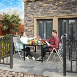 Chaises De Jardin Set De 4 Chaises Pliantes Chaises D'extérieur Avec Cadre En Aluminium Robuste Dossier Réglable En 8 Positions Charge Jusqu'à 150 Kg Grijs -Jardin Meubles Magasin 1200x1200 1306