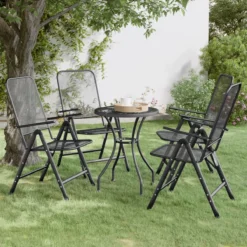 Prolenta Premium - Chaises De Jardin De Jardin Pliables 4 Pcs Grillage Métallique Anthracite