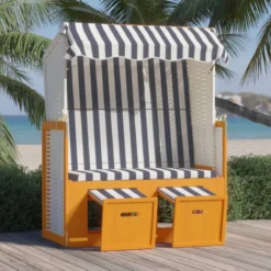 La Dolce Vita - Chaise De Plage à Baldaquin Poly Rotin Et Bois Massif Blanc Et Bleu -Jardin Meubles Magasin 1200x1200 1334