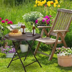 Table De Jardin Relaxdays Rotin BASTIAN Pliable, Table D'appoint, Table à Manger, Jardin, Véranda Marron, Rond -Jardin Meubles Magasin 1200x1200 1352