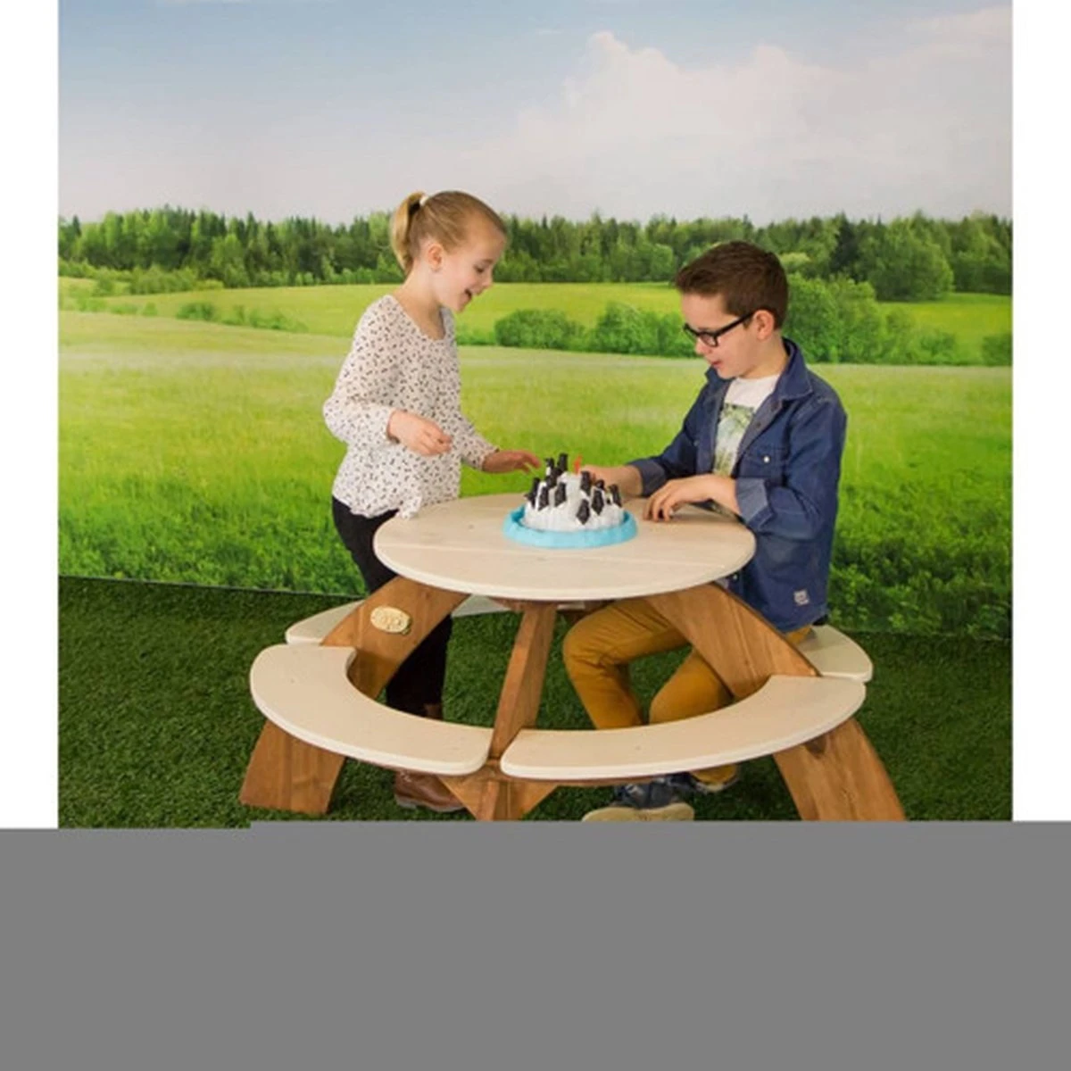 AXI Orion Table Pique Nique Enfant Ronde En Bois Marron & Blanc - Table Picnic Avec Parasol Pour Le Jardin 6 AXI Orion Table Pique Nique Enfant Ronde En Bois Marron & Blanc - Table Picnic Avec Parasol Pour Le Jardin – Image 6