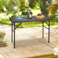 Relaxdays Table De Jardin Rotin BASTIAN Pliable, Table D'appoint, Table à Manger, Jardin, Véranda Marron, Rectangulaire 14 Relaxdays Table De Jardin Rotin BASTIAN Pliable, Table D'appoint, Table à Manger, Jardin, Véranda Marron, Rectangulaire -Jardin Meubles Magasin 1200x1200 1363