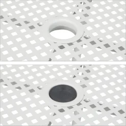 Table De Jardin Relaxdays Avec Trou Pour Parasol - Table De Bistrot Blanche - Table D'extérieur Ronde En Métal - Balcon -Jardin Meubles Magasin 1200x1200 1379